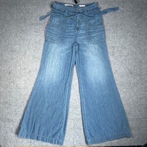Pilcro Denim Pants Womens 28 Blue Wide Leg Paperbag Waist Boho Anthropologie